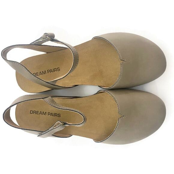 Dream Pairs Closed Toe Sandals Women's 8.5 Taupe Arch Support Comfort Cork NWT - Picture 6 of 12